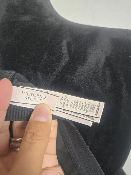 Victoria's Secret Black Wireless Sports Bra with Wide Glitter Straps 34DDD - Picture 5 of 5